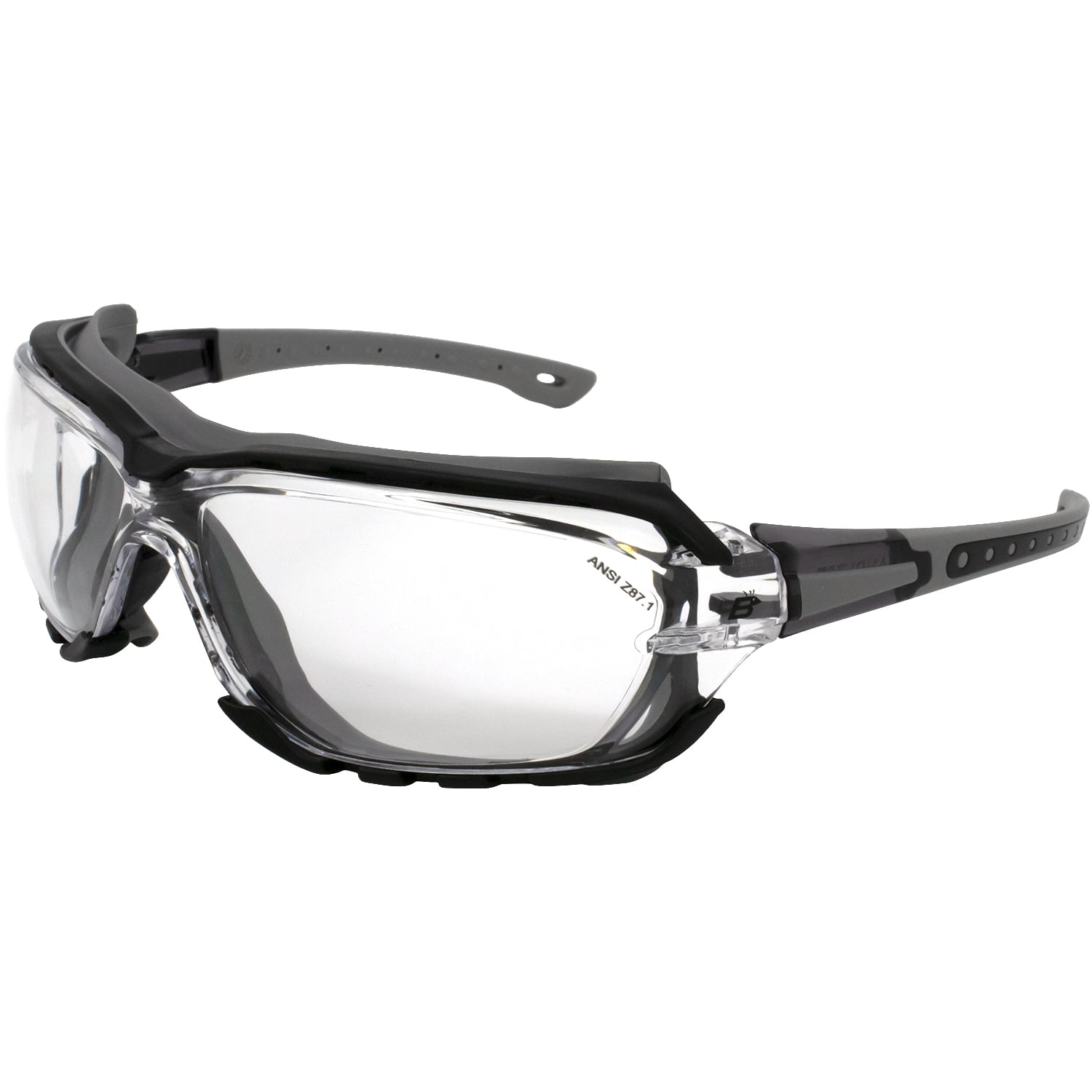 Birdz Eyewear Gasket Safety Padded Motorcycle Sport Sunglasses Grey with Clear Lens 