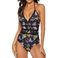 thumbnail image 2 of NICKSUN Maillot de Bain une Pièce pour Femmes Contrôle du Ventre Maillot de Bain Modeste Col en V, 2 of 9