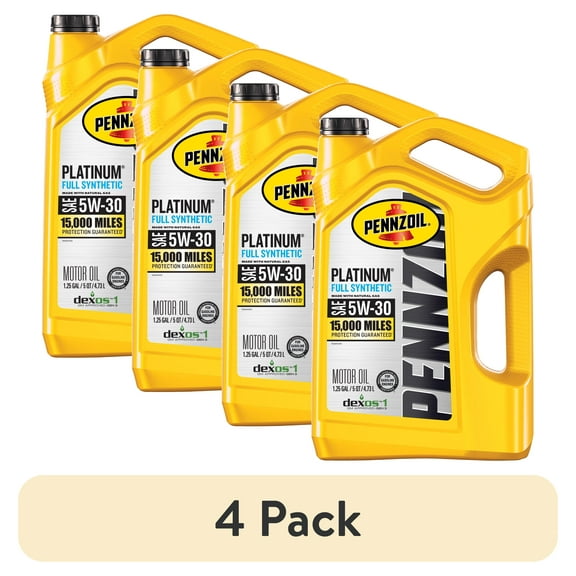 (4 pack) Pennzoil Platinum Full Synthetic 5W-30 Motor Oil, 5 Quart