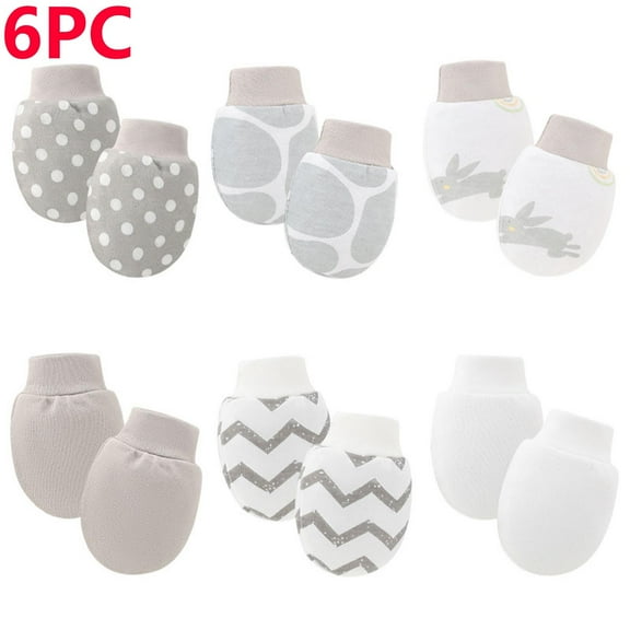 Kilaqueen 6 Pairs Newborn Baby Mittens Soft Elastic Cotton No Scratch Mittens Soft Elastic Infant Baby Gloves Breathable Cute Toddler Gloves 0-12 Months