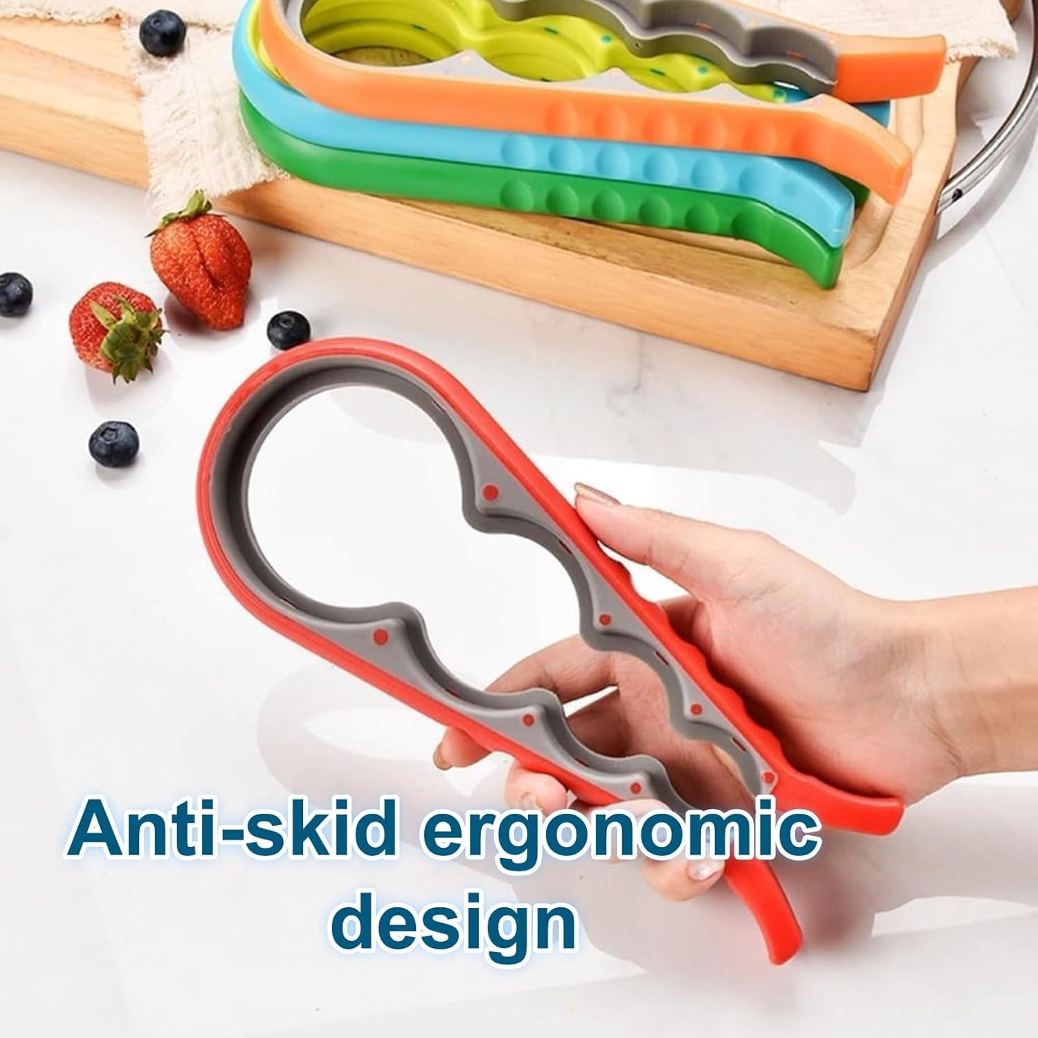 FRKSMD-2pcs 4-in-1 Multi-Function Can Opener – Non-Slip Ergonomic Grip Bottle Opener for Kitchen, Seniors, Arthritis Patients & Weak Hands