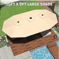 thumbnail image 3 of EastVita 15FT Patio Umbrella with Base Double-Sided Rectangular Outdoor Umbrella Ideal for Backyard Garden Deck Swimming Pool Beige, 3 of 5
