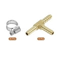 thumbnail image 3 of Uxcell 10pack Brass Tee Barb Fittings, 3-Ways Tee 3/16" x 3/16" x 3/16" Barbed, with 30pack Hose Clamps, 3 of 7