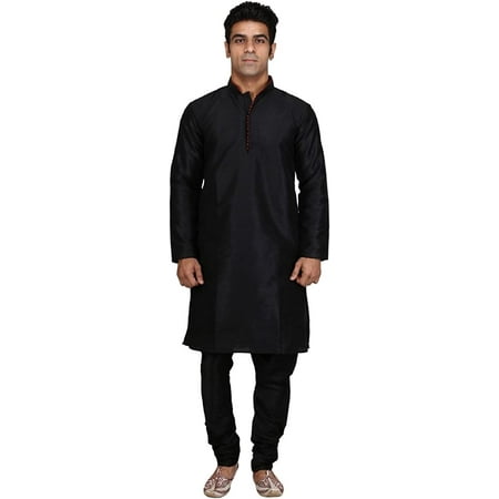 

Royal Kurta Silk Blend Loop Button Kurta Pyjama Set For Men (38 Black-Red)