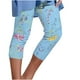 thumbnail image 2 of ICHUANYI Clearance Women's Summer Casual Elastic Waist Printed Cropped Pants(Blue, XL) ICHUANYI WER2023080814018, 2 of 6