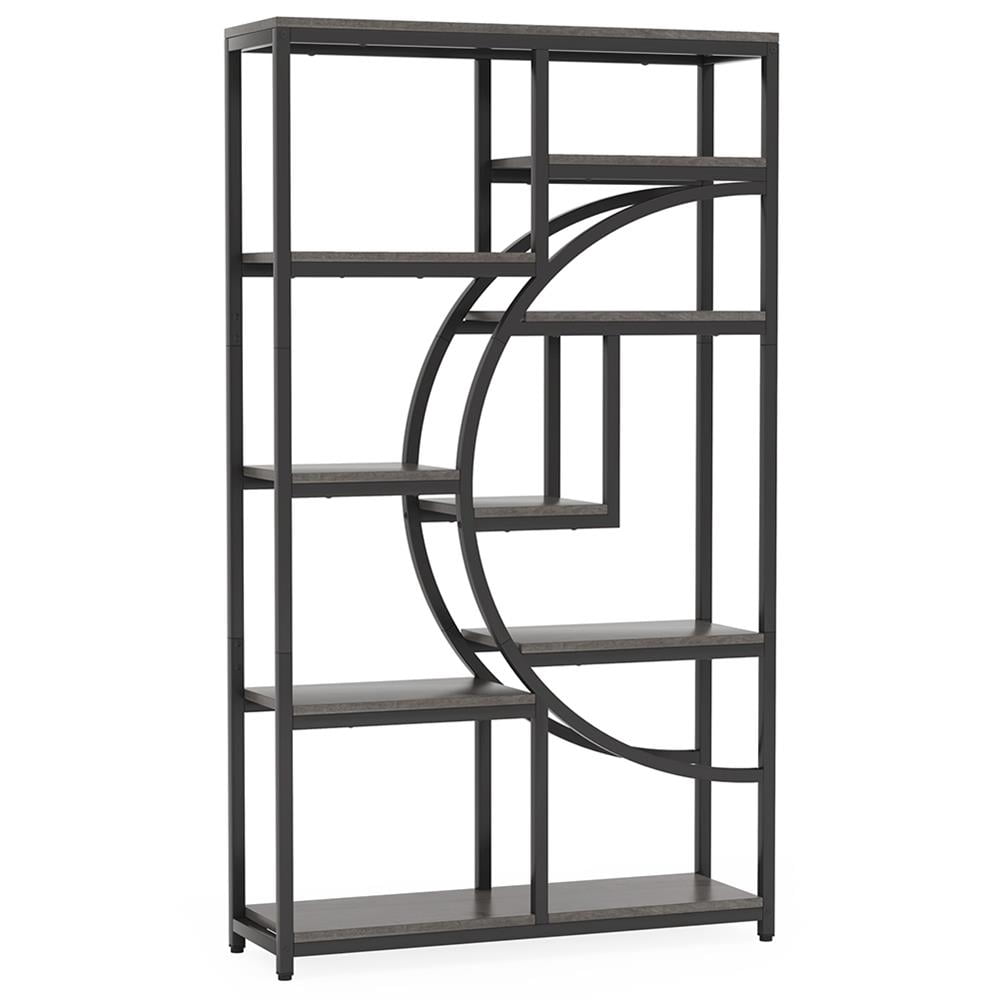 Topcobe Freestanding Bookshelf, 68.9" Etagere Bookcase with 9 Open Shelves, Indoor Furniture, Modern Furniture for Living Room, Gray