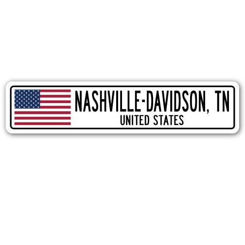 NASHVILLE-DAVIDSON TN UNITED STATES Street Sign American flag city gift