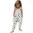 thumbnail image 2 of Toddler Girls Cow Print Jumpsuit Sleeveless Overalls Kids Spaghetti Strap Pants with Pockets Black 9 3-4 Years, 2 of 9