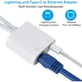 thumbnail image 2 of Lightning and USB C to Ethernet Adapter,2 in 1 RJ45 Ethernet LAN Network Adapter with Charge Port Compatible with iPhone/iPad/iPod/Samsung and More,Supports 100Mbps Plug and Play, 2 of 2