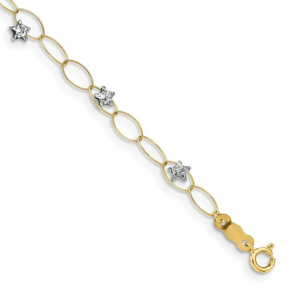 Auriga Fine Jewelry 14K Two-Tone Gold Puff Stars Bracelet 7.25 inch for Women