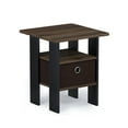 thumbnail image 3 of Furinno Andrey End Table Night Stand with Bin Drawer, Columbia Walnut/Dark Brown, 3 of 6