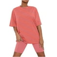 thumbnail image 2 of Ensemble de Pyjama pour Femmes, Haut à Manches Courtes en Laitue Unie avec Short, Ensemble de Pyjama, Cadeaux pour Femmes, m, 2 of 5