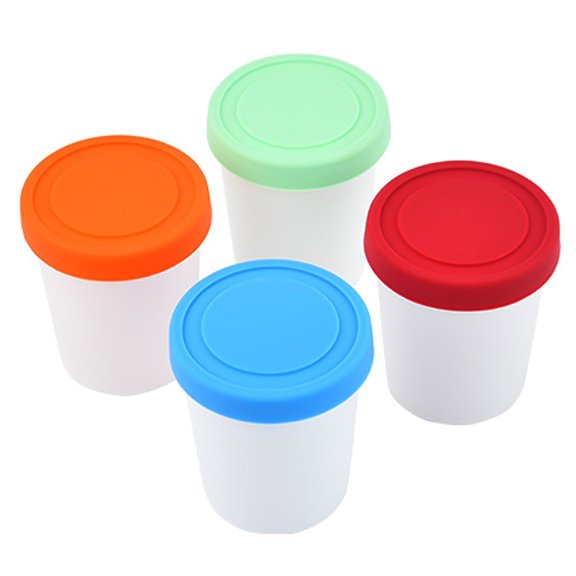 4pcs 8oz Reusable Ice Cream Container Stackable Round Storage Bucket Lightweight Ice Cream Tub