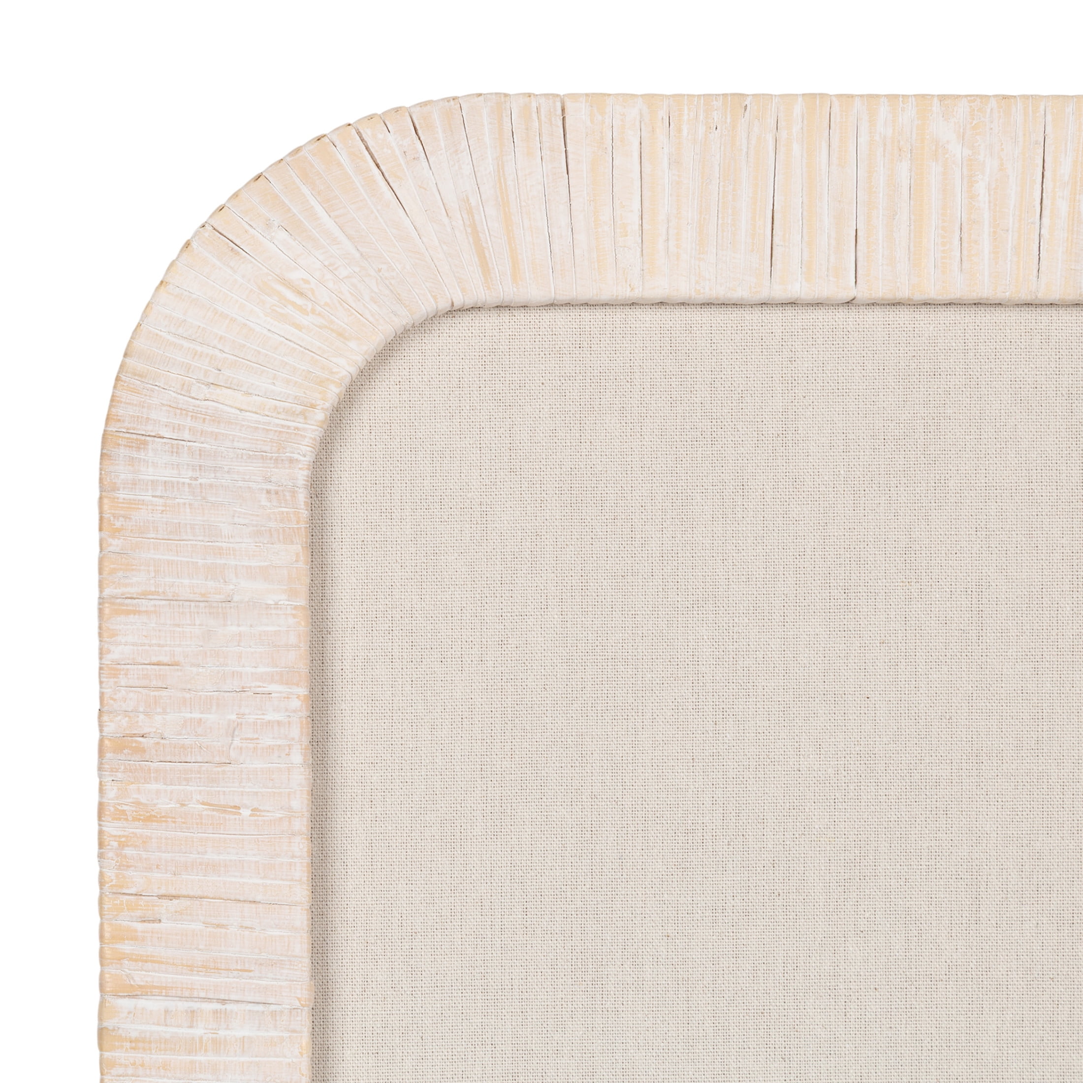 Kate and Laurel Rahfy Modern Rattan Framed Wall Pinboard, 20 x 30, White, Boho Rounded Rectangle Bulletin Board for Use as Dorm Room Decor or Vision Board
