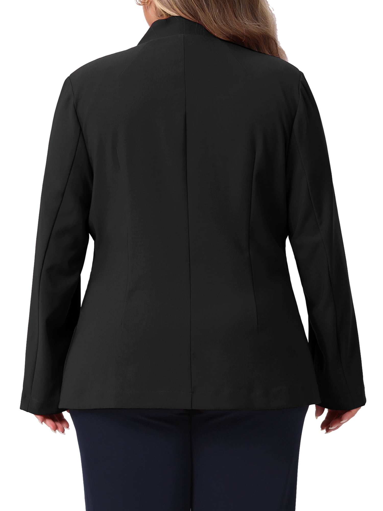 DARING DIVA Women's Plus Blazer Business Open Front Work Office Jacket 2X Black