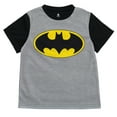 thumbnail image 3 of DC Comics Justice League Batman Cosplay Pajama Shirt, Pajama Shorts and Detachable Cape 3 Piece Sleep Set Logo Toddler to Big Kid, 3 of 5