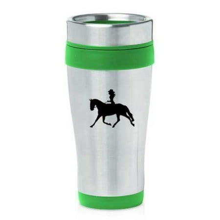 

Green 16oz Insulated Stainless Steel Travel Mug Cowgirl Riding Horse MIP