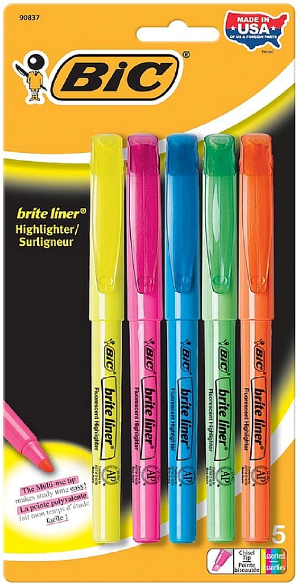 Bic Brite Liner Highlighter 5 Pack 90837 