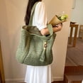 thumbnail image 3 of Bolso de Hombro Btafrte Tejido A Mano Gran Capacidad con Borla Verde, 3 of 9