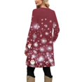 thumbnail image 4 of Women's Fashion Casual Dress with Pockets, Decorative Buttons, Christmas Prints, Round Neck and Long Sleeves for Practical Holiday Wear,Wine,XL, 4 of 4