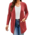 thumbnail image 4 of Uvplove Women Long Sleeve Lightweight Cardigan with Pockets Open-Front Tops,Maroon,2XL(M-3XL), 4 of 8
