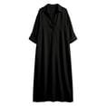 thumbnail image 5 of Guieoi Womens Dresses Fall Plus Size Loose Casual Shirt Dress Relaxed-Fit Long-Sleeve Collared Ankle-Length Dress Black XXL, 5 of 5