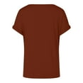 thumbnail image 5 of AKEGAMN Casual Short Sleeve Knot Shirts - Slim Fit, V Neck, Polyester Spandex, Brown M, Size S-3XL, 5 of 5