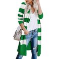 thumbnail image 2 of REDHOTYPE New Knitwear Contrast Stripe Long Cardigan Ladies Sweater Warm Jacket, 2 of 3