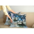 thumbnail image 2 of Ambesonne Animal Throw Pillow Cover 2 Pack, Blue Art Savannah Tigers, 24", White Black Blue, 2 of 7