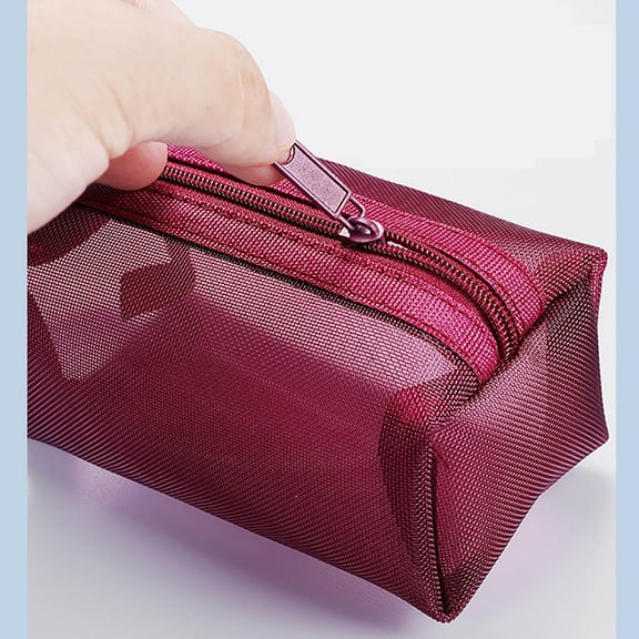 Portable Square Mesh Storage Bag,Portable Zipper Coin Purse,Lightweight Translucent Mesh Cosmetic Organizer,Large Capacity Nylon Mesh Wallet,Key Bag Card Bag Money Bag