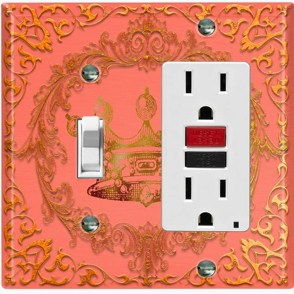 Metal Light Switch Plate Cover Elegant Red Crown Frame FRA017