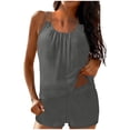 thumbnail image 3 of qolati Tankini Swimsuits for Women Two Piece Loose Bathing Suit Swim Tank Top with Boyshorts Bottom Athletic Swimwear with Removable Pad Gray XL, 3 of 8