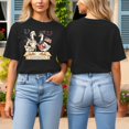 thumbnail image 2 of T Shirts for Womens Short Sleeve Crewneck Tops Cartoon Print Casual Summer Fun Daily Tees Black L, 2 of 5