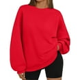 thumbnail image 2 of Mohiass Womens Sweatshirt Oversized Crewneck Fleece Pullover Sweatshirts Y2k Fall Long Sleeve Tops Red XL, 2 of 4