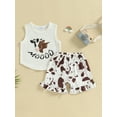 thumbnail image 2 of Bagilaanoe 2pcs Toddler Baby Girls Short Pants Set Sleeveless Letter Print Vest Tops + Shorts 6M 12M 18M 24M 3T Kids Casual Summer Outfits, 2 of 9