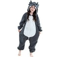 thumbnail image 3 of YUEHUA Kids Onesie Animal One Piece Pajamas Christmas Dragon Cos-tume Girls Boys Fleece Hooded Onesie Pajamas Cute Fuzzy Sleepwear Winter Warm Romper Outfits, 7-8 Years, 3 of 9
