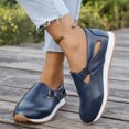 thumbnail image 2 of Slip On Hollow Out Loafers for Women Platform Leather Dress Shoes Classic Low Wedge Non Slip Walking Shoes Blue Size 6, 2 of 8