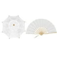 thumbnail image 2 of VIFERR Abanico de Encaje Damas de Encaje Paraguas Paraguas Plegable Parasol Novia de Encaje de Algodón Plegable Ventilador Portátil para la Fiesta de Fotografía de la Boda de la Danza de los Apoyos, 2 of 8