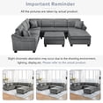 thumbnail image 5 of Villeston 111.8" U-shaped Sofa Chenille Upholstered Sofa Couch with Movable Storage Ottoman for Living Room,Gray, 5 of 9