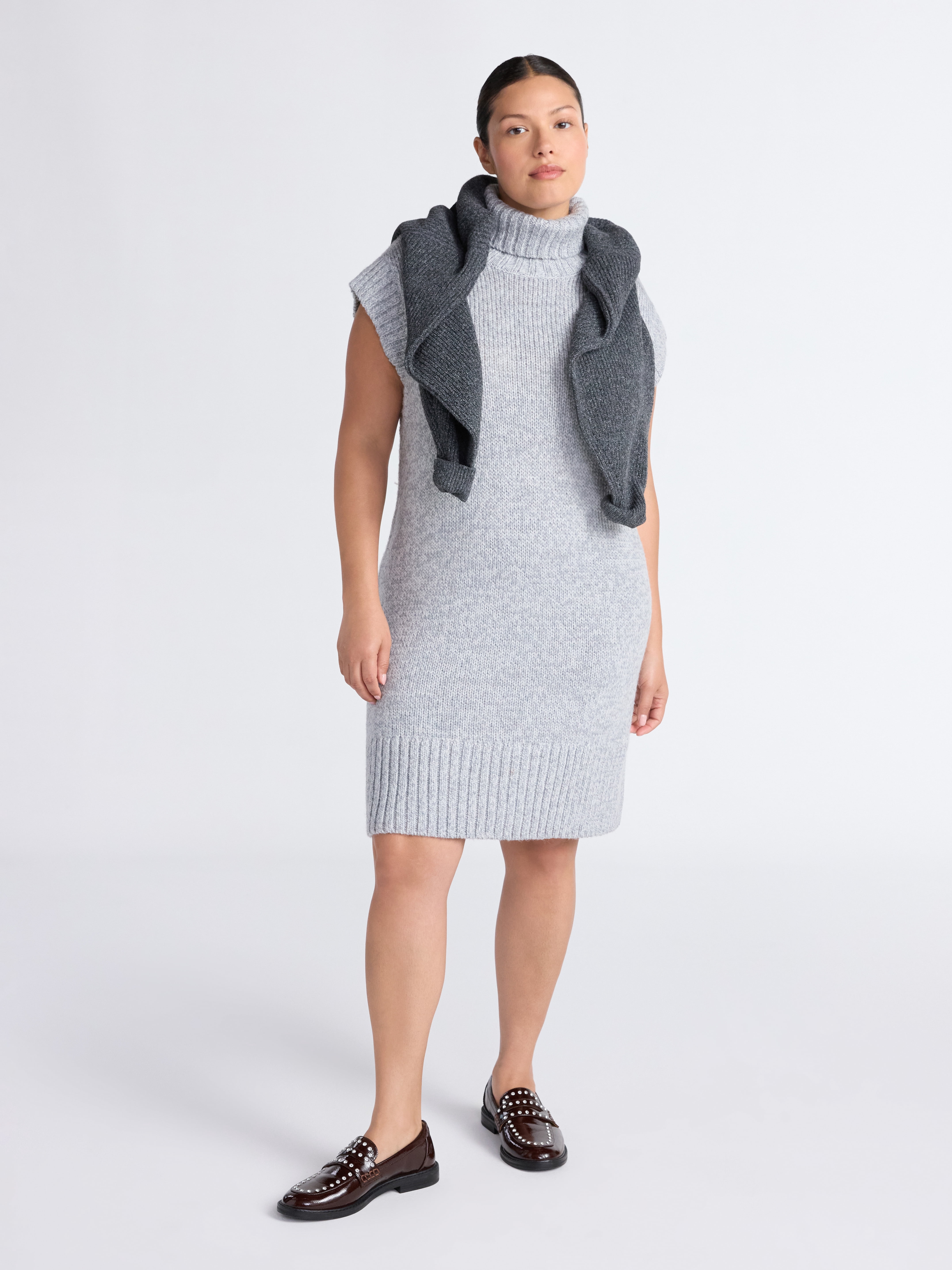 Free Assembly Women's Turtleneck Sweater Mini Dress, Sleeveless, Sizes XS-XXL