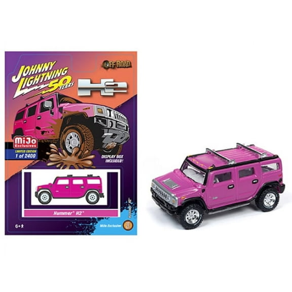 Johnny Lightning 1/64 Off Road Hummer H2 Pink Limited Edition Diecast Model Car JLCP7210
