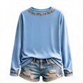 thumbnail image 4 of Womens Crew Neck Sweatshirt Long Sleeve "I'M READY FOR THE 'BER MONTHS" Pullover Tops Ghost Turkey Pumpkin Print Casual Loose Fall Tee Light Blue XXL, 4 of 4