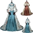 thumbnail image 5 of yoeyez Vintage Regency Dresses for Women with Satin Sash Short Puff Sleeve Empire Waist Dress Ruffled Victorian Tea Ball Gown Costume Blue,3XL, 5 of 5
