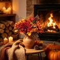 thumbnail image 5 of SLYNSHome Artificial Fall Pumpkin Floral Bouquet,Orange Faux Sunflower Maple Berry Flower Stems, Harvest Tabletop Arrangement For Thanksgiving Indoor Home Mantel Decor, 5 of 6