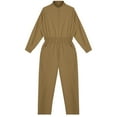 thumbnail image 5 of CHICTRY Big Girls Stand Collar Jumpsuit with Pockets Mechanic Boiler Suit One Piece Romper Coverall Khaki 16, 5 of 7