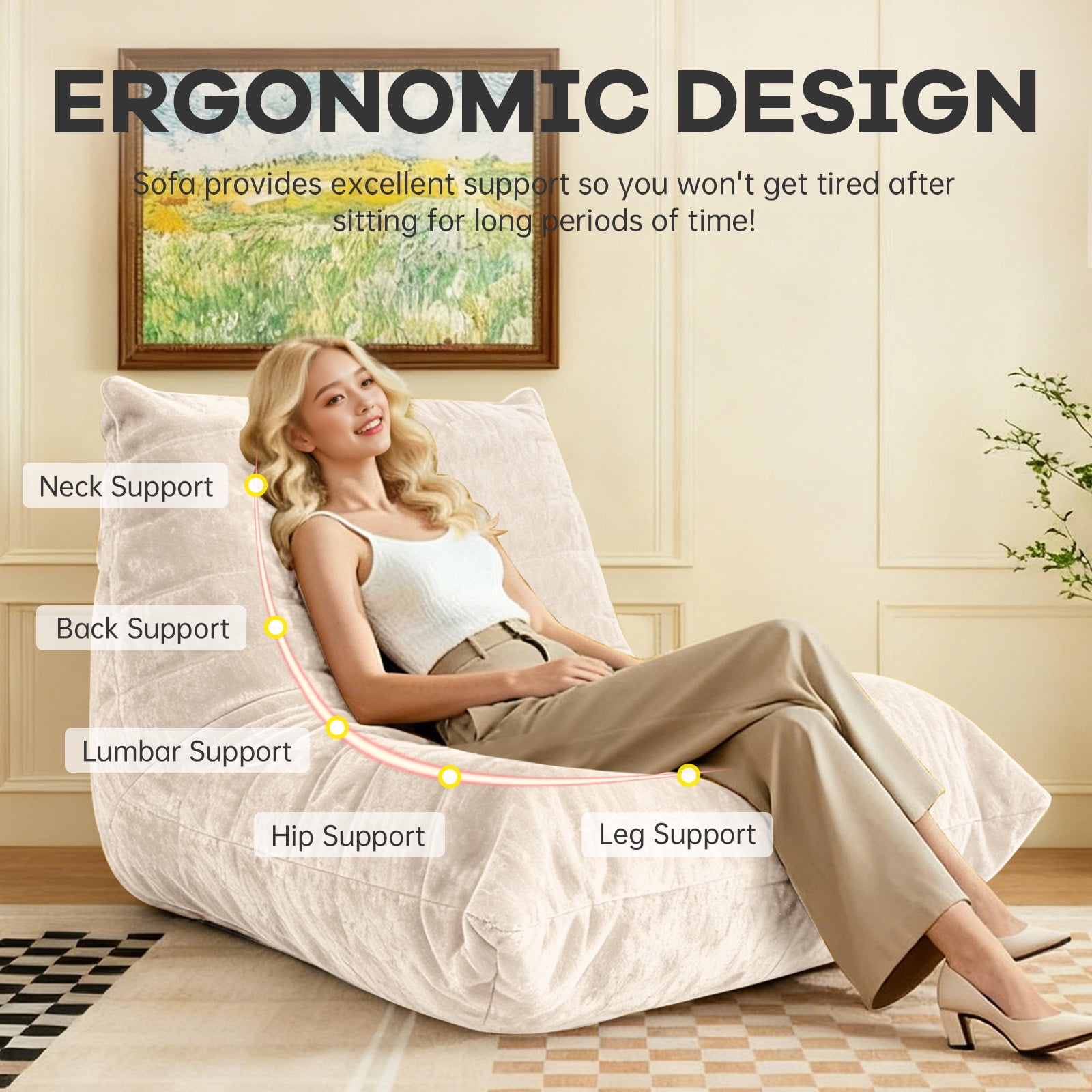 zyoiszvq Memory Foam Bean Bag Chairs for Living Room,Bedroom,Dorm