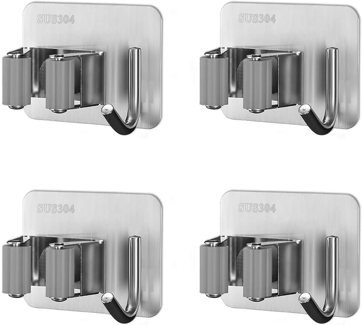 SUS304 Stainless Steel Mop Broom Holder Organizer Heavy Duty Broom Mop Handle Holder for Kitchen Garage 3 Positions Hooks Multifunctional S-Type Wall Mounted Cleaning Tools Organizer SUS304 Stainless Steel Mop Broom Holder Organizer Heavy Duty Broom Mop Handle Holder for Kitchen Garage 3 Positions Hooks Multifunctional S-Type Wall Mounted Cleaning Tools Organizer