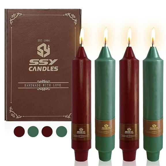 XINAOBAOLUO 4 Pack Dripless Unscented and Smokeless Stick Candles,7 Inch Taper Candles for Wedding Centerpiece Romantic Dinner Home Decor Birthday Party