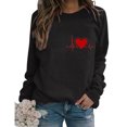 thumbnail image 4 of Qertyioot T-Shirt Graphique pour Femmes de la Saint-Valentin à Manches Longues, Haut à Col Rond Imprimé, Chandail Décontracté, 4 of 6