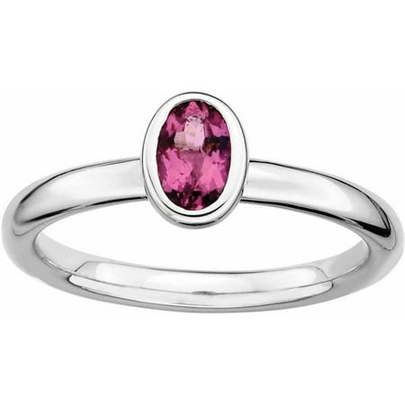 Sterling Silver Stackable Expressions Oval Pink Tourmaline Ring